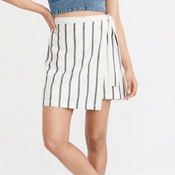 Abercrombie Striped Linen Wrap Skirt - Picture 2 of 11
